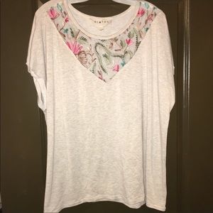 Floral top sheer neckline
